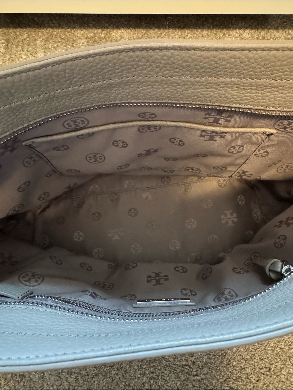 Tory Burch Thea Gray Pebbled Leather Tote - Picture 5 of 10